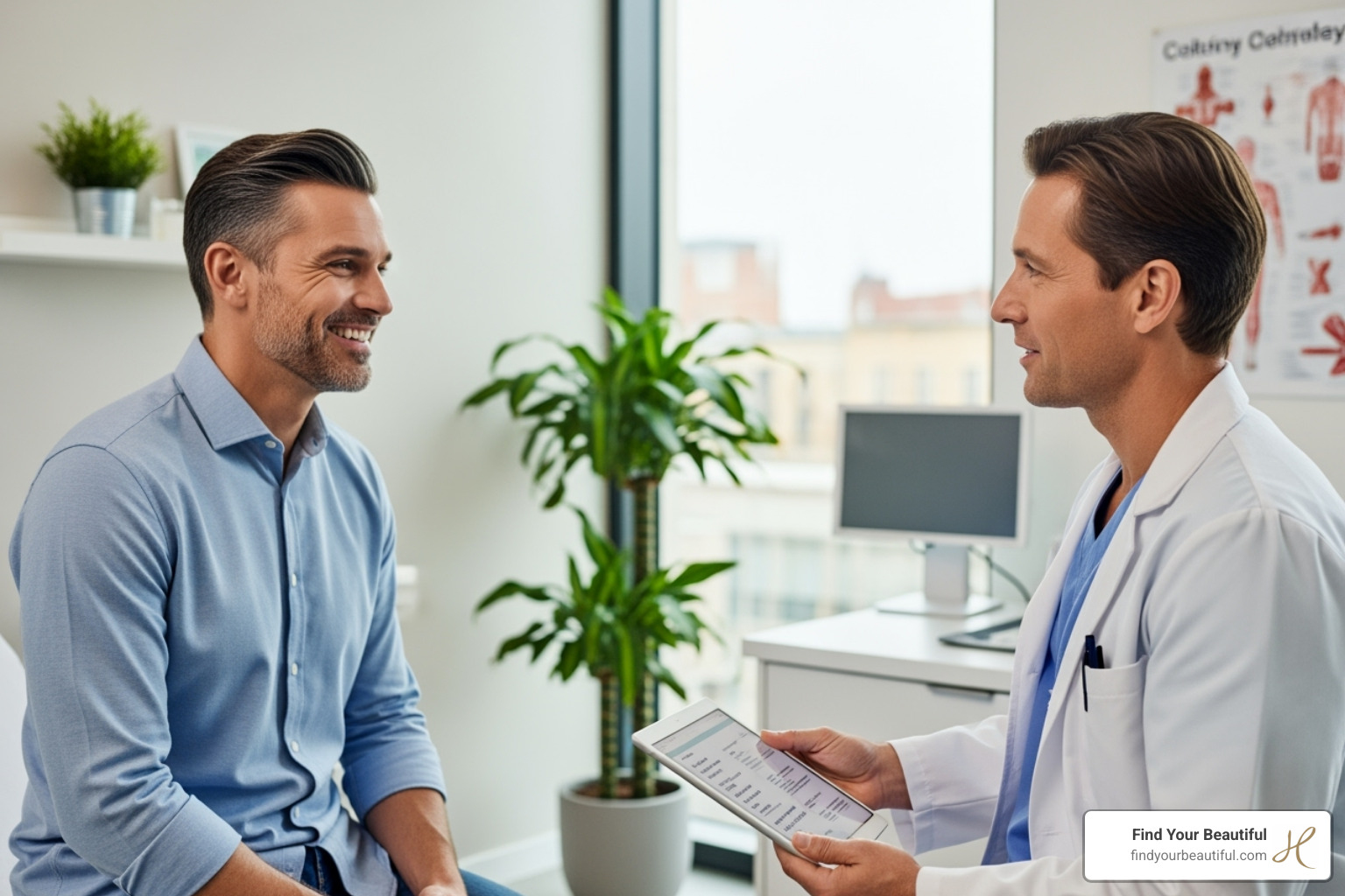 a patient smiling during a post-op follow-up appointment - awake surgery cost