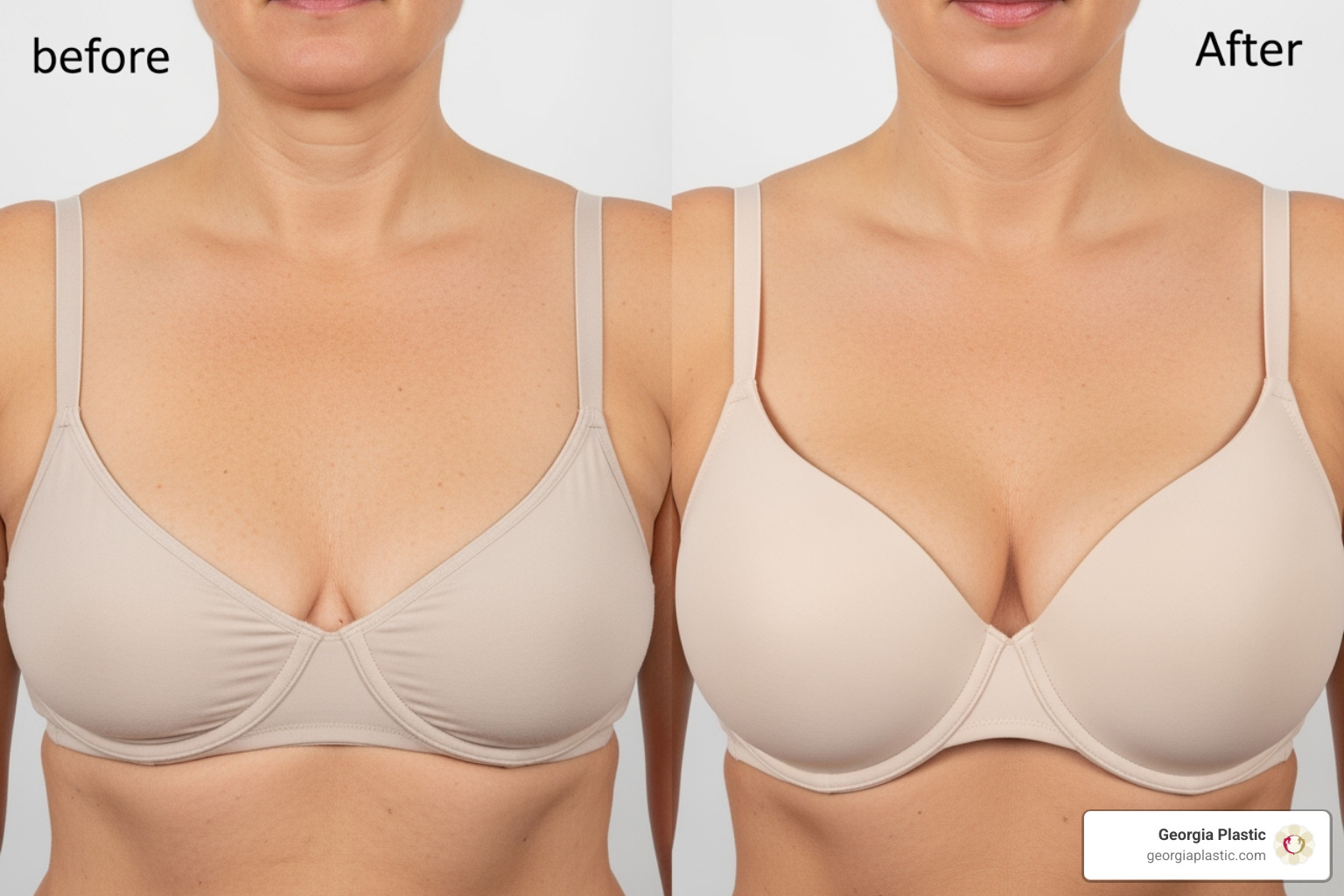 Image showing a before-and-after comparison of a breast lift with implants patient, highlighting improved shape and volume - breast lift with implants atlanta Image showing a before-and-after comparison of a breast lift with implants patient, highlighting improved shape and volume - breast lift with implants atlanta
