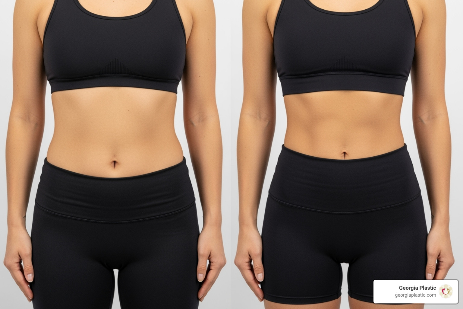 Before and after comparison image of a person who has undergone laser liposuction showing a noticeable reduction in fat and improved body contour - laser lipo atlanta