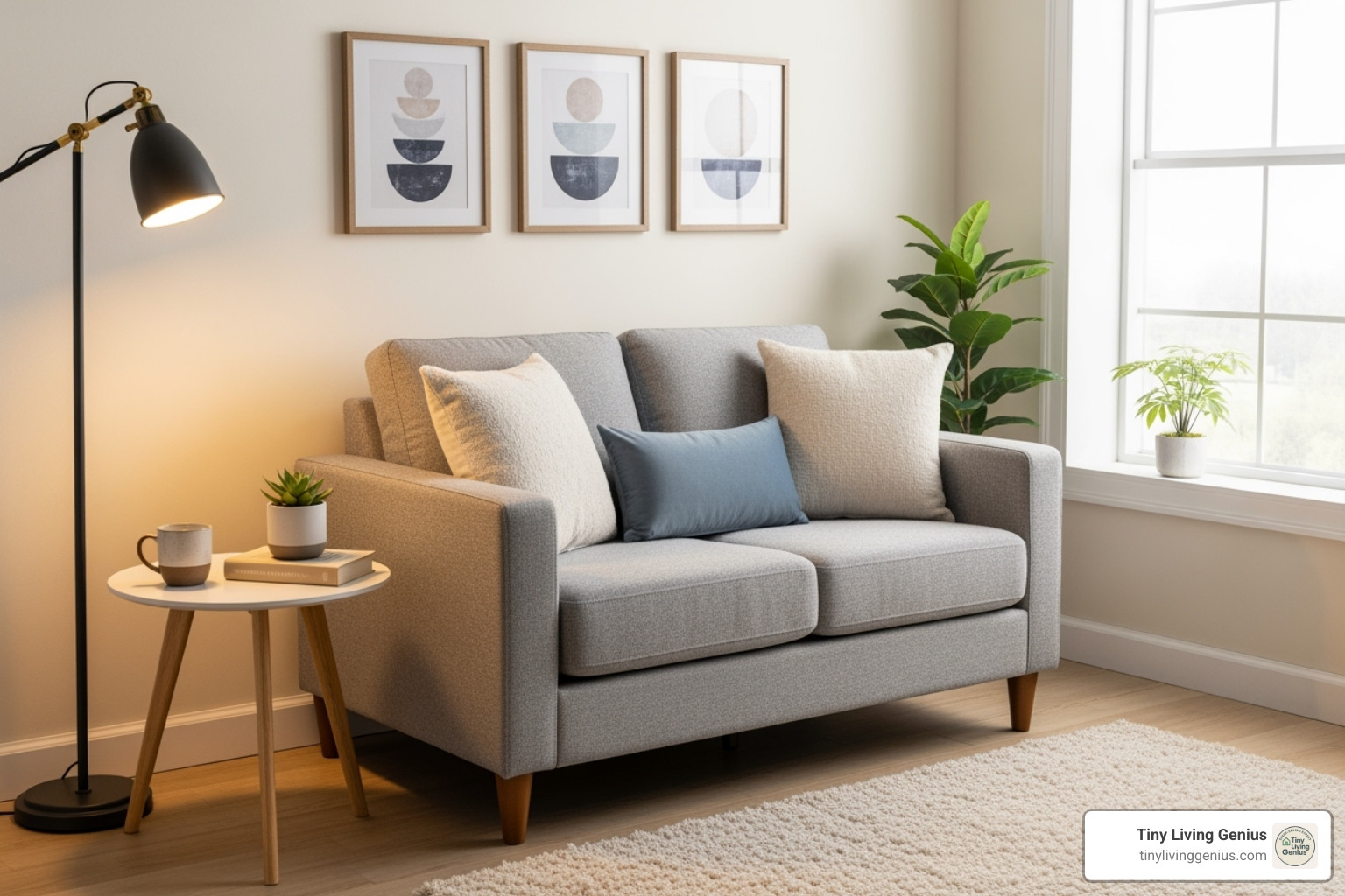 a chic loveseat in a small studio apartment - sofas for small flats