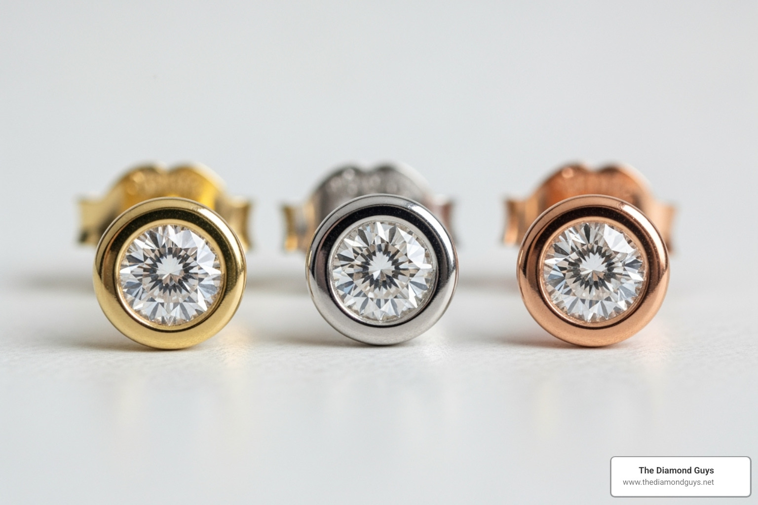 same earring in yellow, white, and rose gold - diamonds by the yard earrings