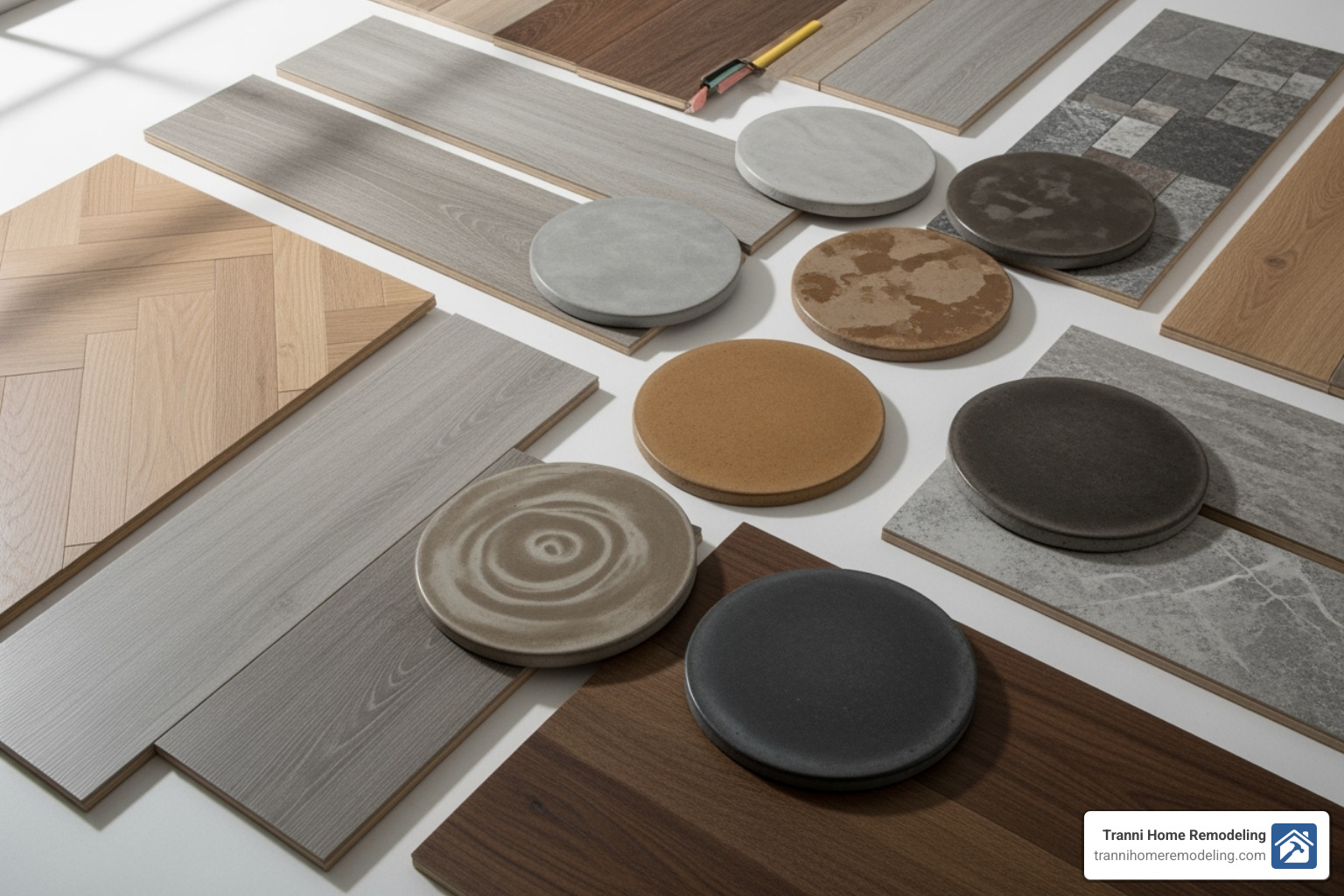 various budget-friendly flooring samples like LVP and stained concrete - basement renovation on a budget various budget-friendly flooring samples like LVP and stained concrete - basement renovation on a budget