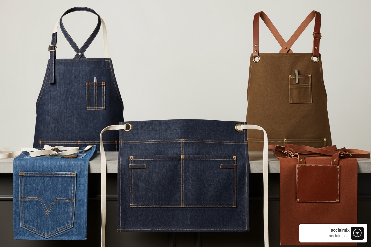 Bartender aprons in different styles and materials - female bartender uniform