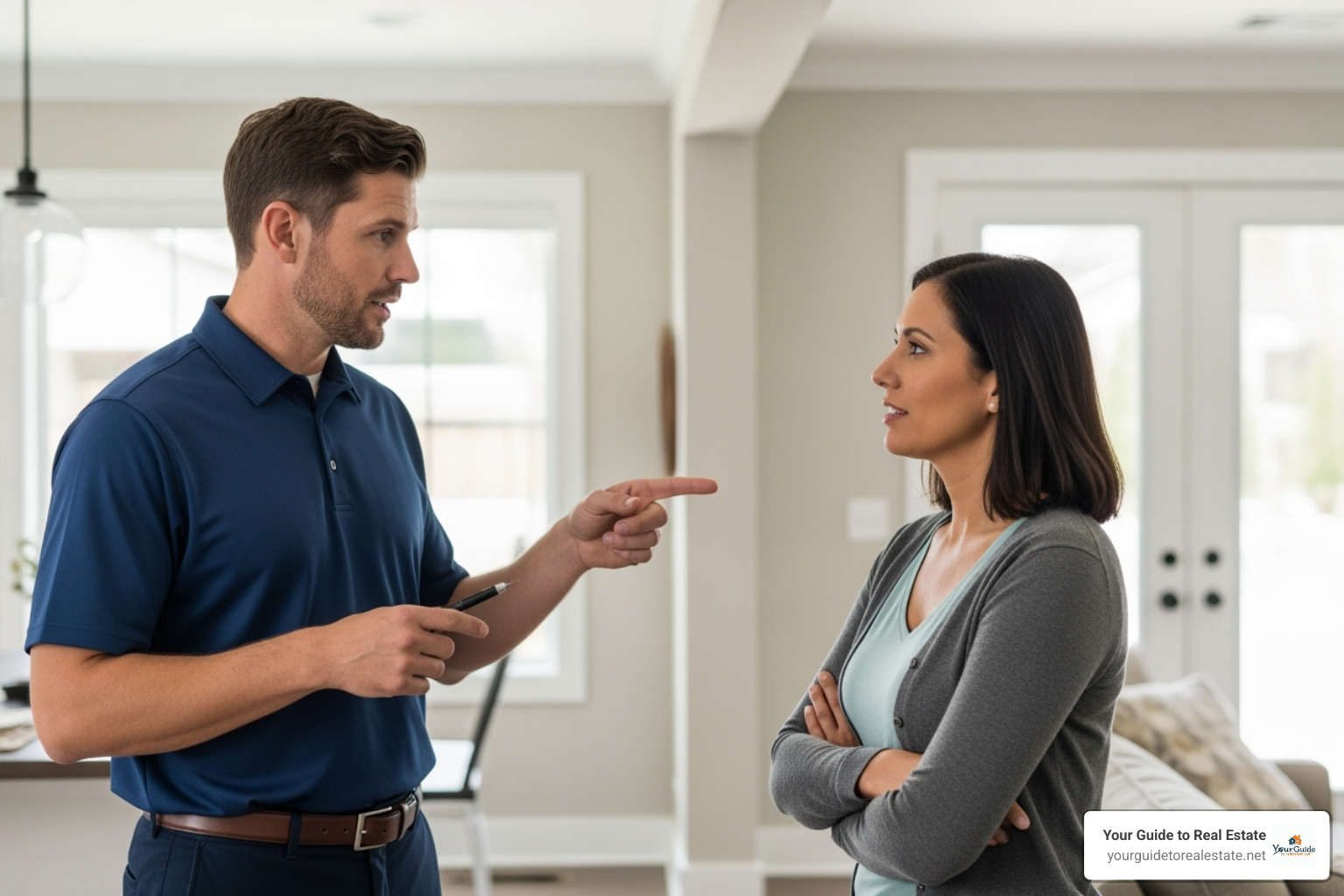 homebuyer talking with home inspector - new home inspection
