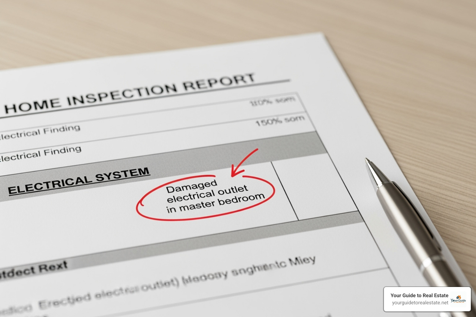 report section highlighting a defect - home inspection report