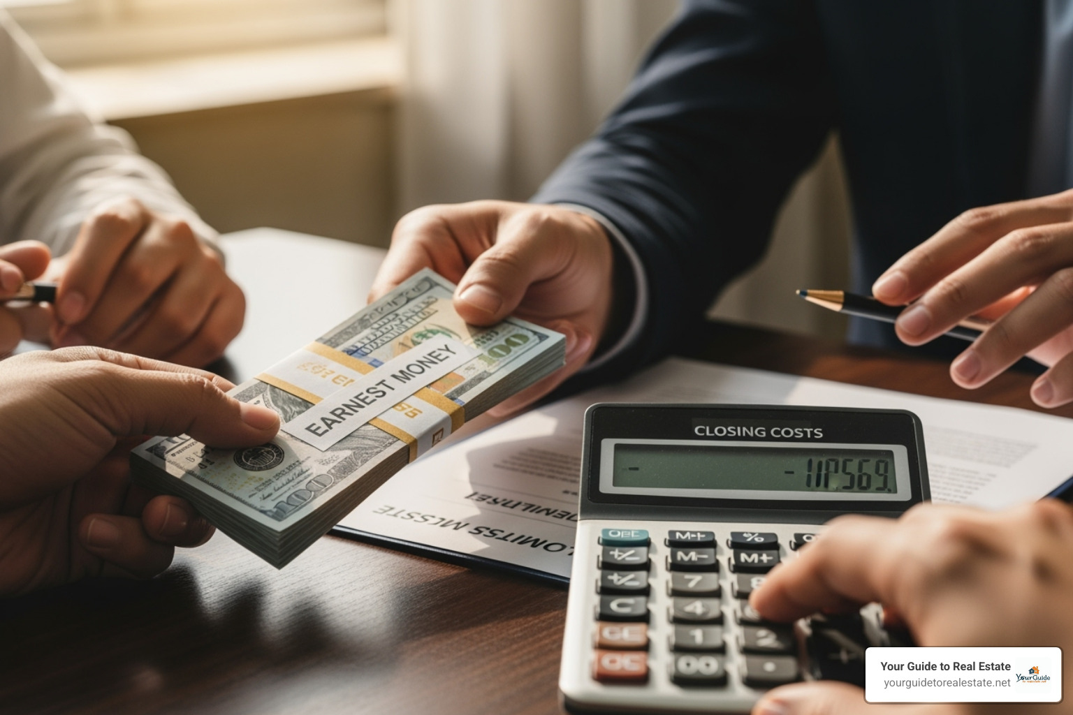 Wire transfer confirmation screen - does earnest money go towards closing costs