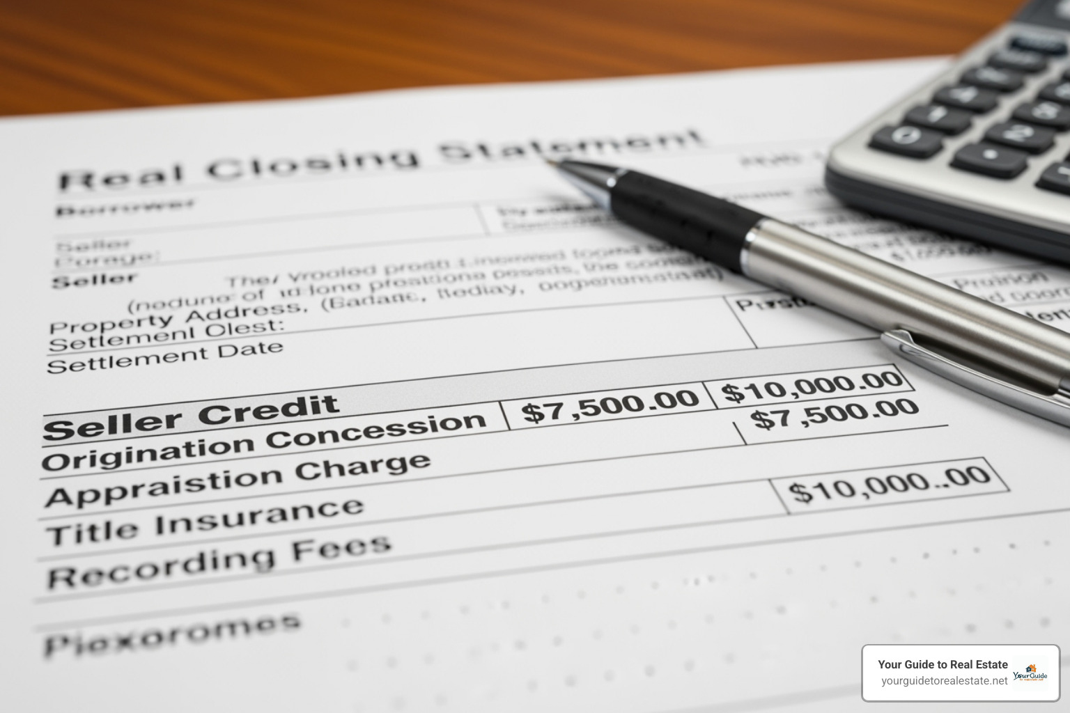 closing cost summary sheet with seller credit - concessions in real estate