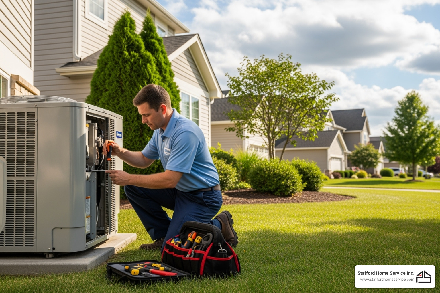 professional technician servicing a heat pump - heat pump repair plymouth, mn