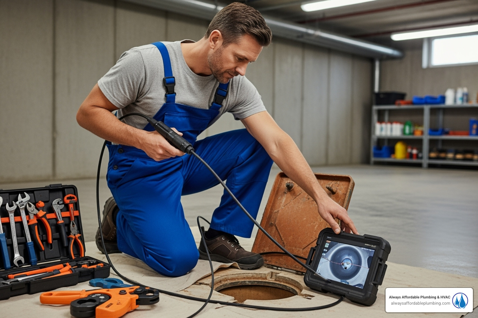 Plumber performing video camera inspection - pipe repair sacramento ca