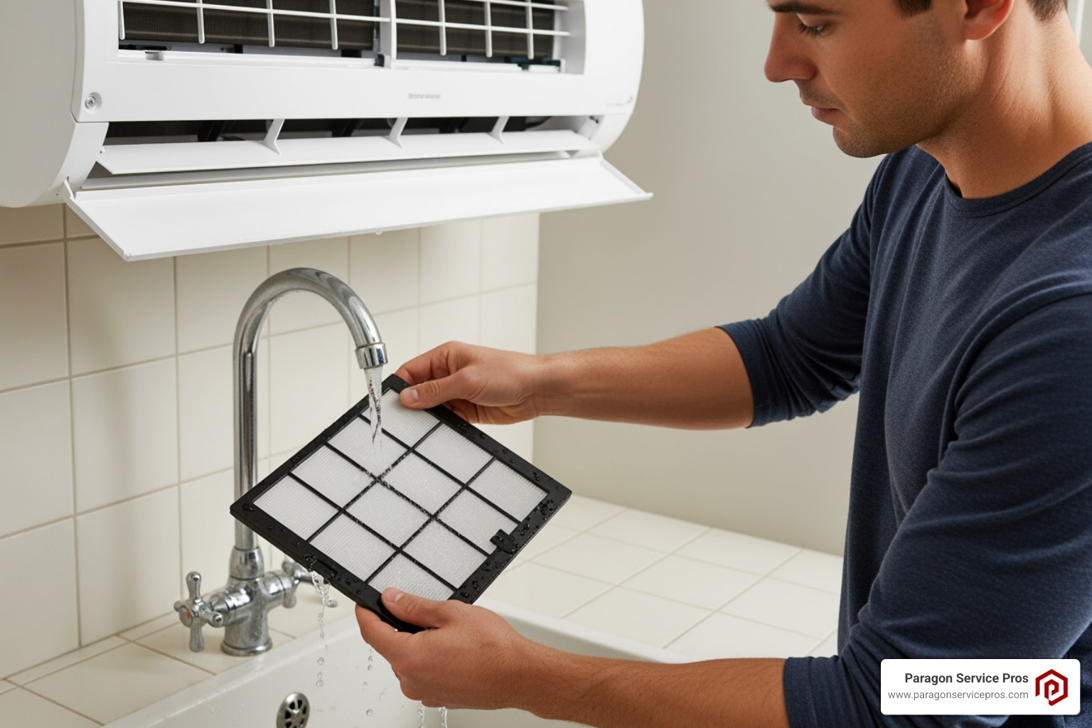 homeowner cleaning the filter of an indoor mini-split unit - ductless mini split installation orem, ut homeowner cleaning the filter of an indoor mini-split unit - ductless mini split installation orem, ut