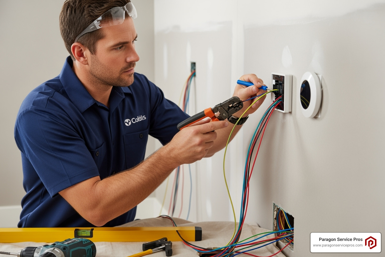 A professional technician carefully wiring a new smart thermostat to the wall, highlighting precision and expertise - smart thermostat installation bluffdale, ut A professional technician carefully wiring a new smart thermostat to the wall, highlighting precision and expertise - smart thermostat installation bluffdale, ut