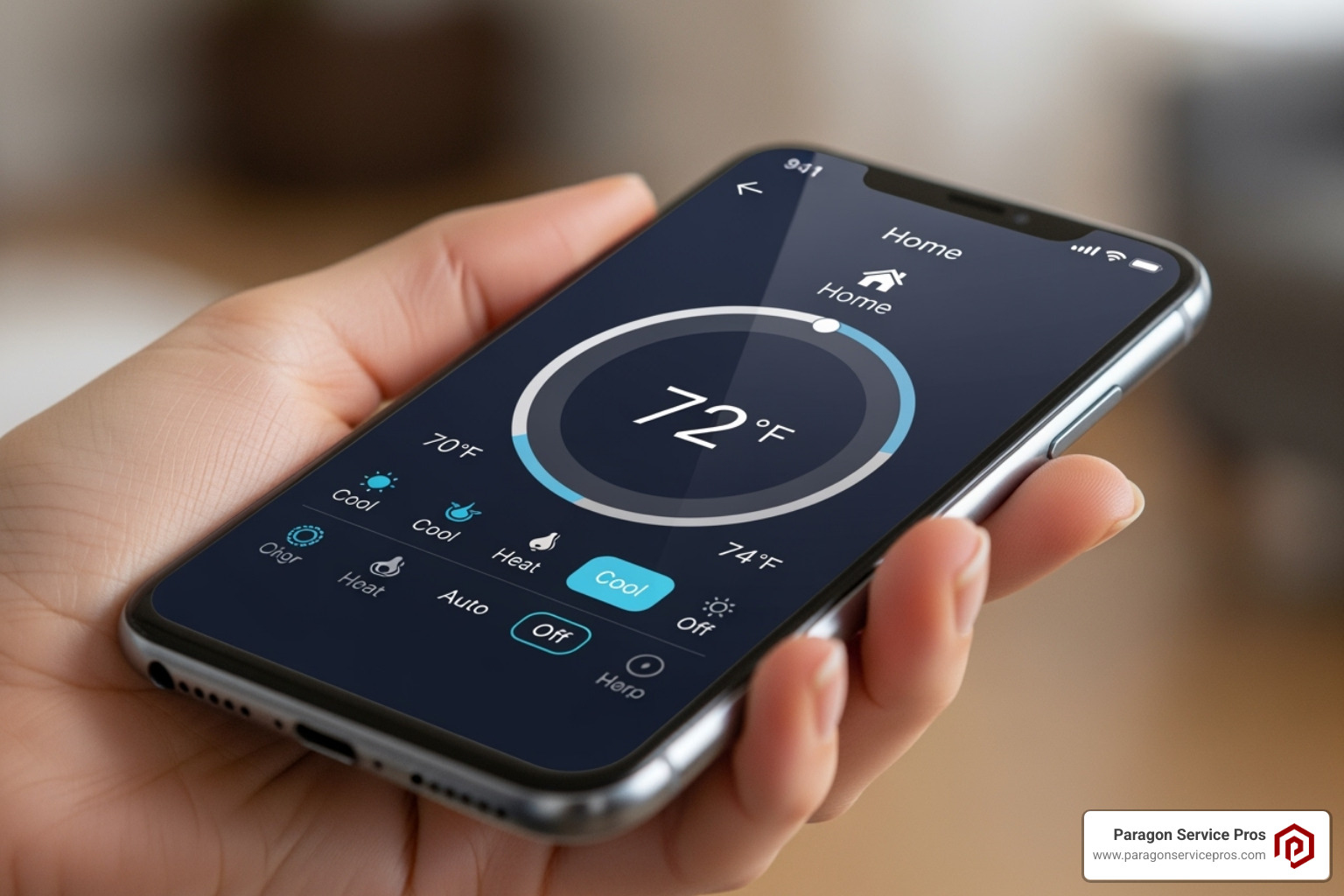 Image of a smartphone displaying a smart thermostat app - smart thermostat installation chandler, az Image of a smartphone displaying a smart thermostat app - smart thermostat installation chandler, az