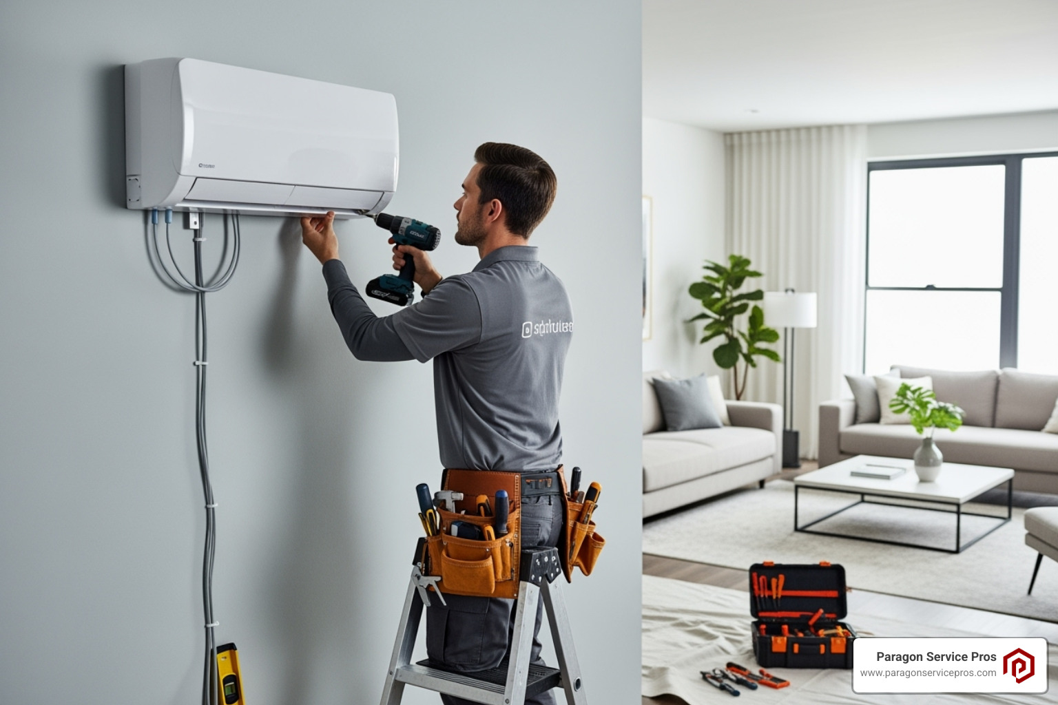 technician neatly installing an indoor air handler - ductless mini split installation gilbert, az technician neatly installing an indoor air handler - ductless mini split installation gilbert, az