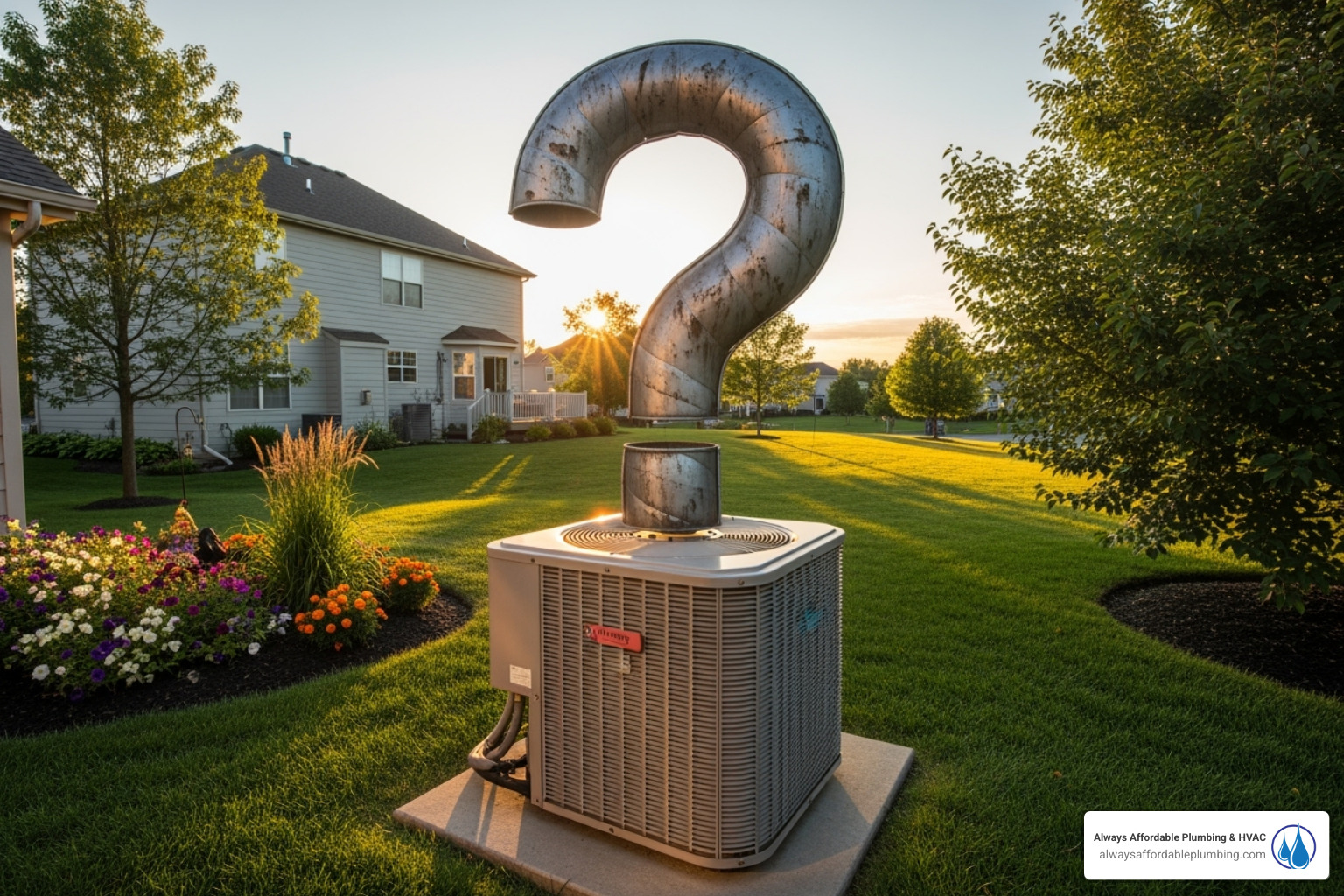 of a question mark over an air conditioning unit - ac tune up elk grove ca