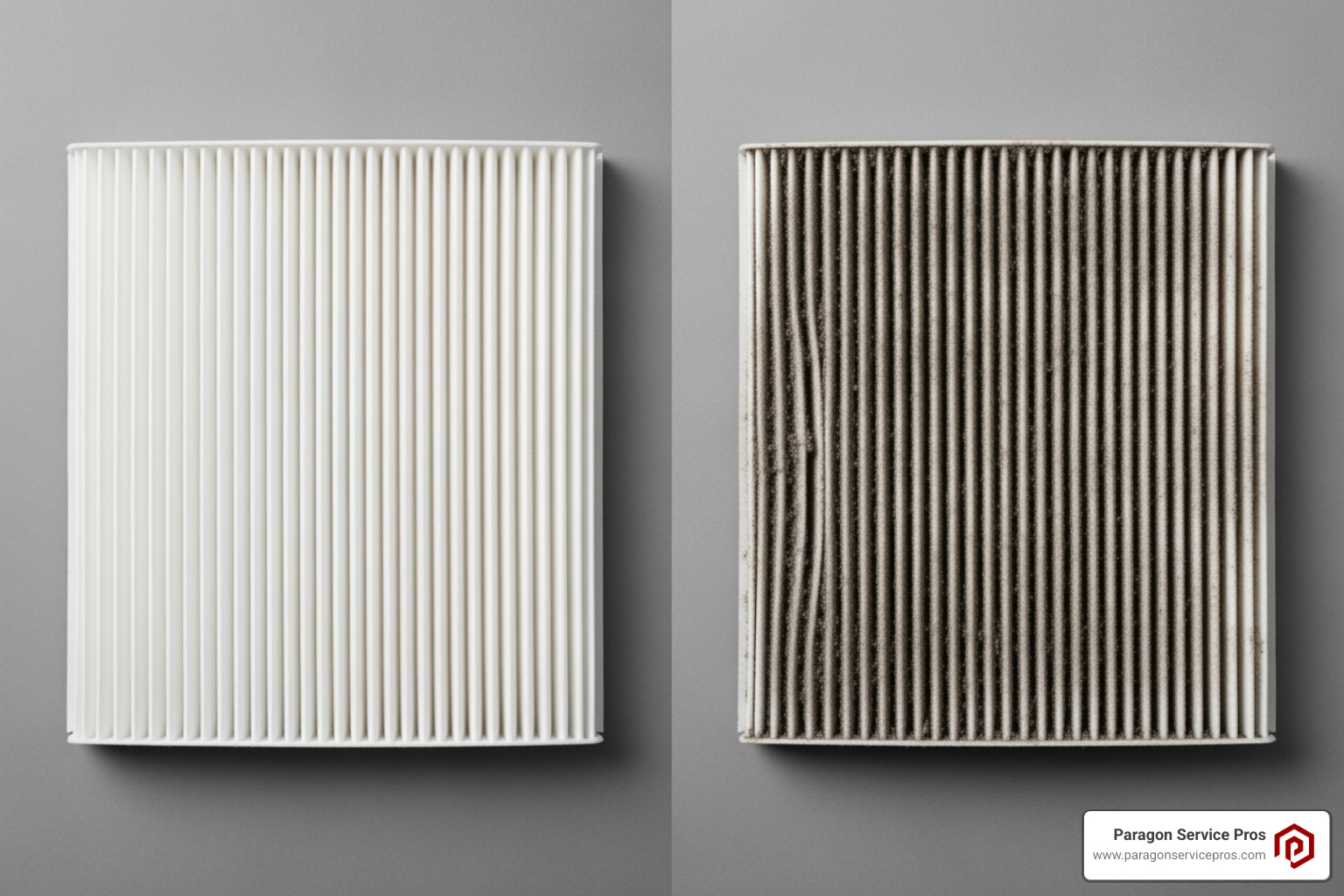A clean air filter next to a dirty one - air duct cleaning chandler, az A clean air filter next to a dirty one - air duct cleaning chandler, az