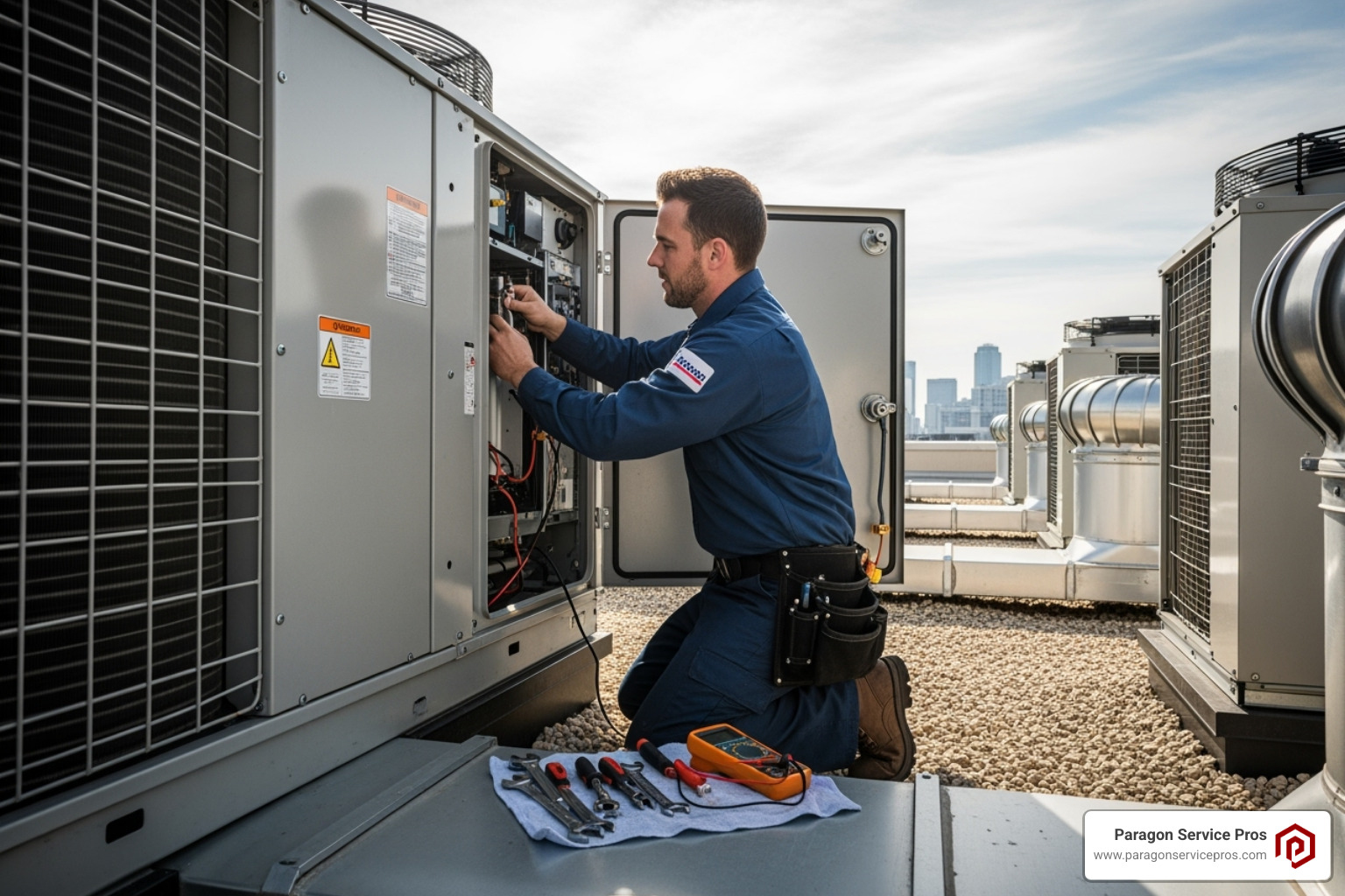 technician working on a commercial HVAC system - commercial hvac services mesa, az technician working on a commercial HVAC system - commercial hvac services mesa, az