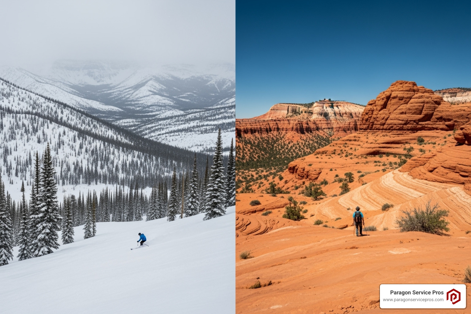 contrast between a snowy winter day and a hot summer day in Utah - commercial hvac services bluffdale, ut contrast between a snowy winter day and a hot summer day in Utah - commercial hvac services bluffdale, ut