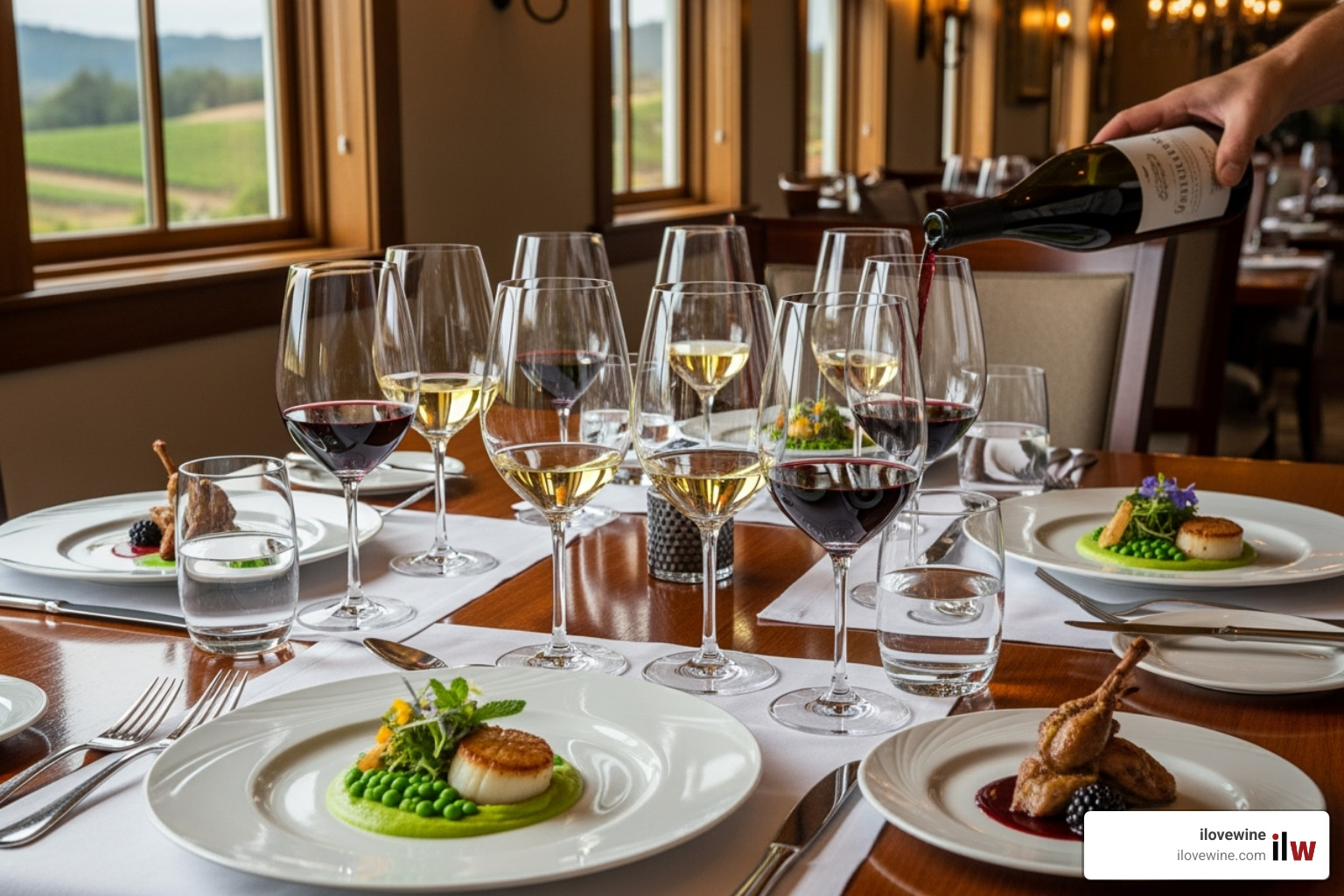 neat multi-course wine pairing at a Sonoma winery - Sonoma wine pairings