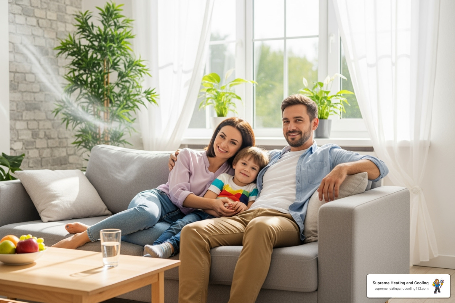 a family relaxing and breathing easily in a fresh, clean home - duct cleaning bethel park, pa