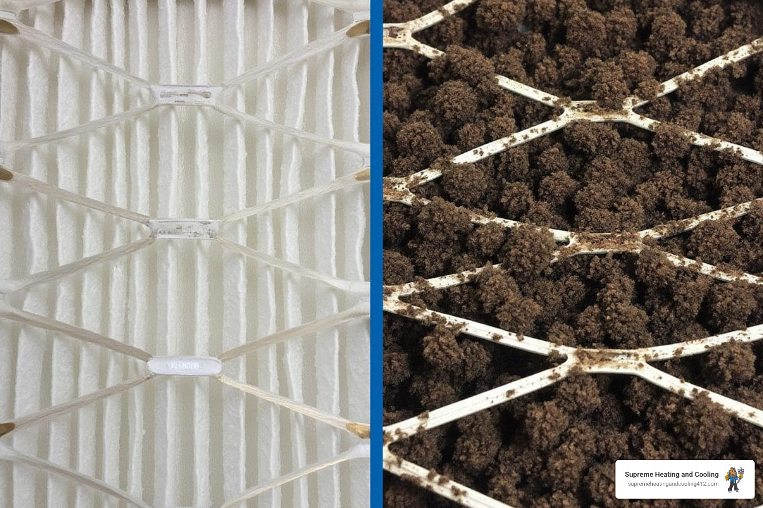 clean vs dirty furnace air filter - heating repair upper saint clair, pa
