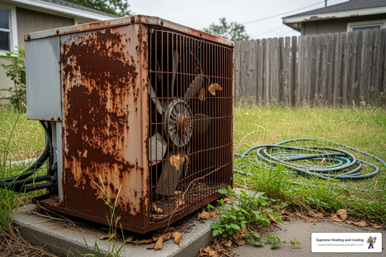 old rusty outdoor AC unit - ac installation edgewood, pa
