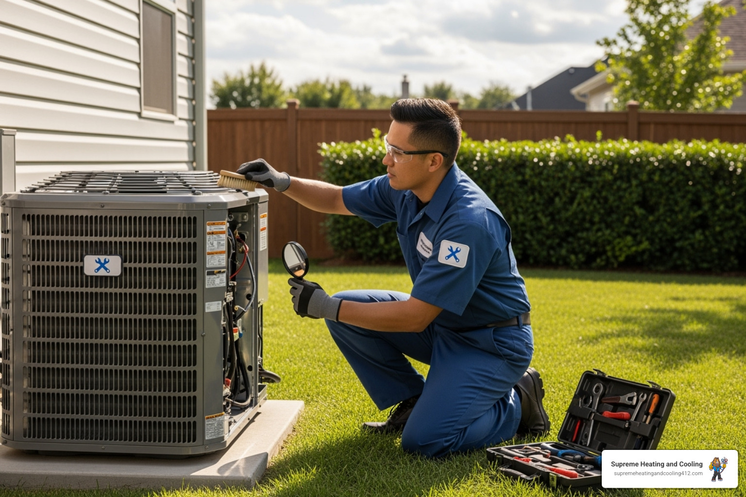 technician performing routine AC maintenance - emergency ac repair edgewood, pa technician performing routine AC maintenance - emergency ac repair edgewood, pa