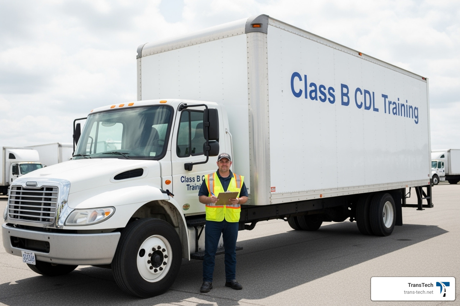 image of a happy graduate holding their CDL certificate - class b cdl
