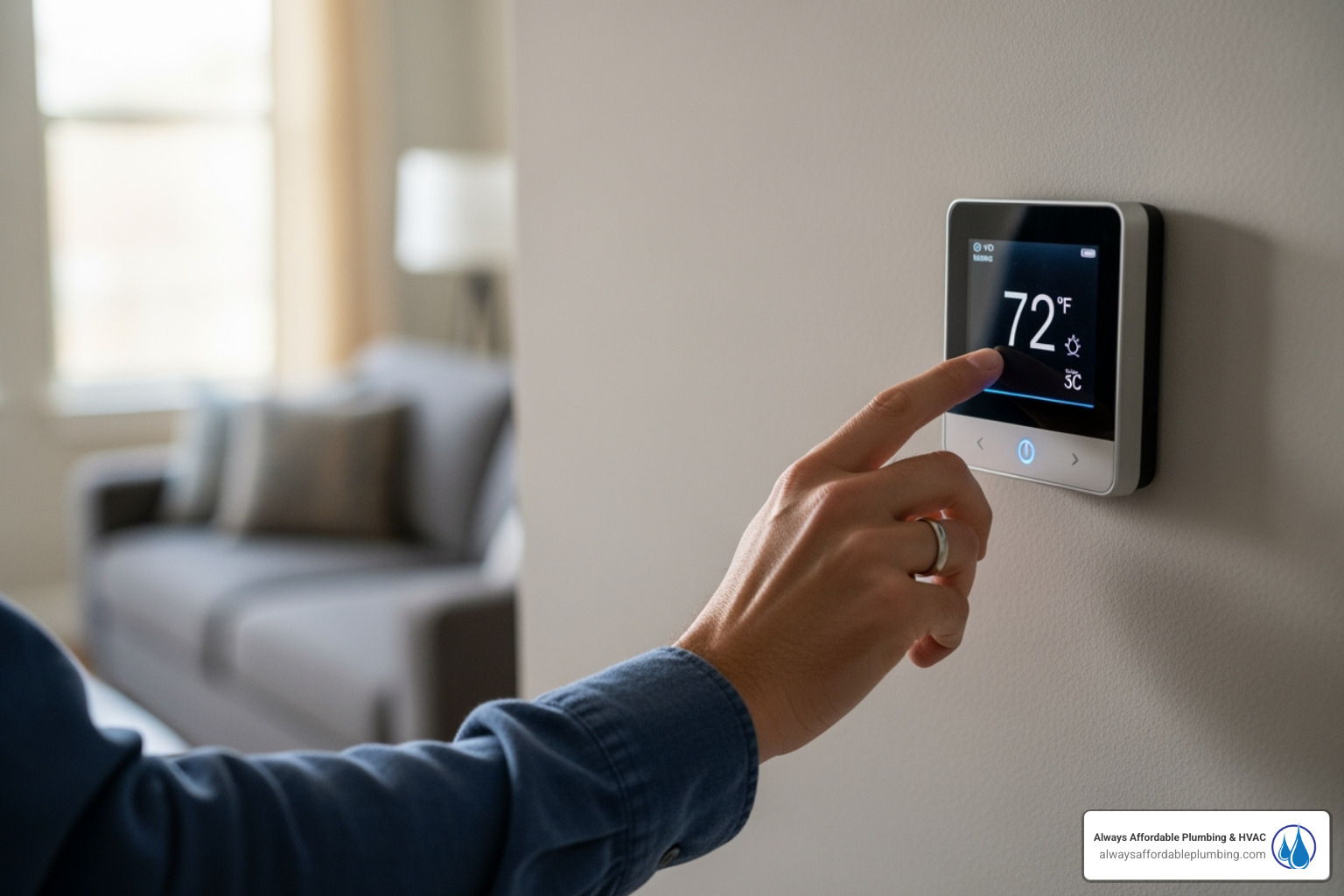 person checking home thermostat - emergency heating repair folsom ca