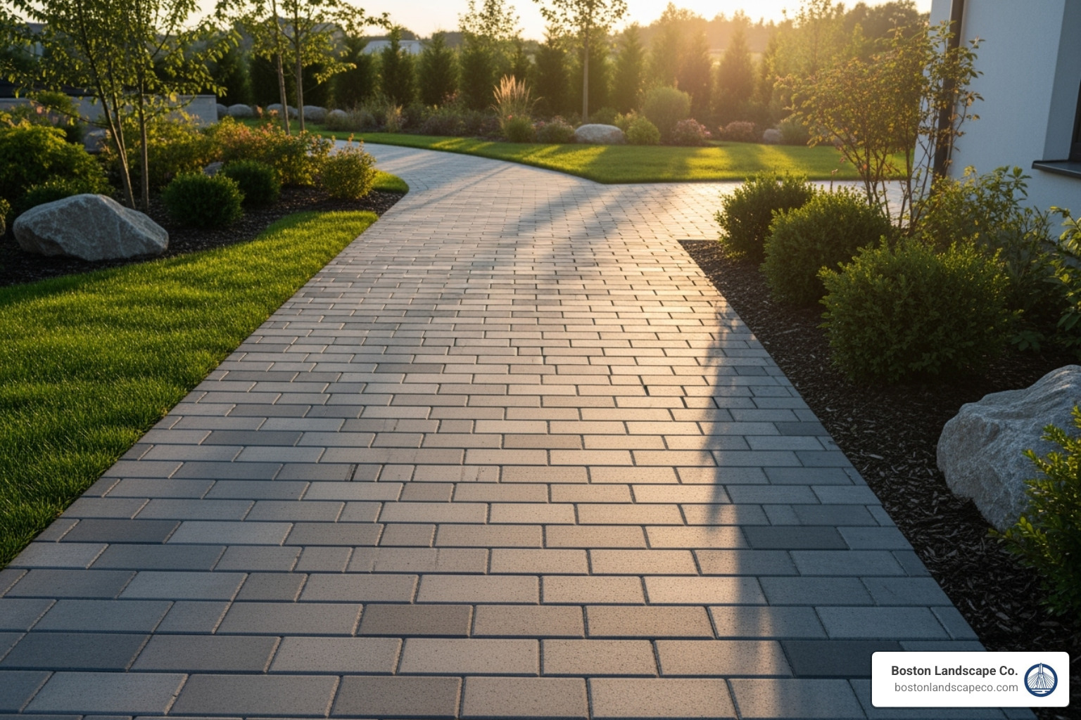 a modern paver walkway with a clean, linear pattern - Front yard walkway a modern paver walkway with a clean, linear pattern - Front yard walkway
