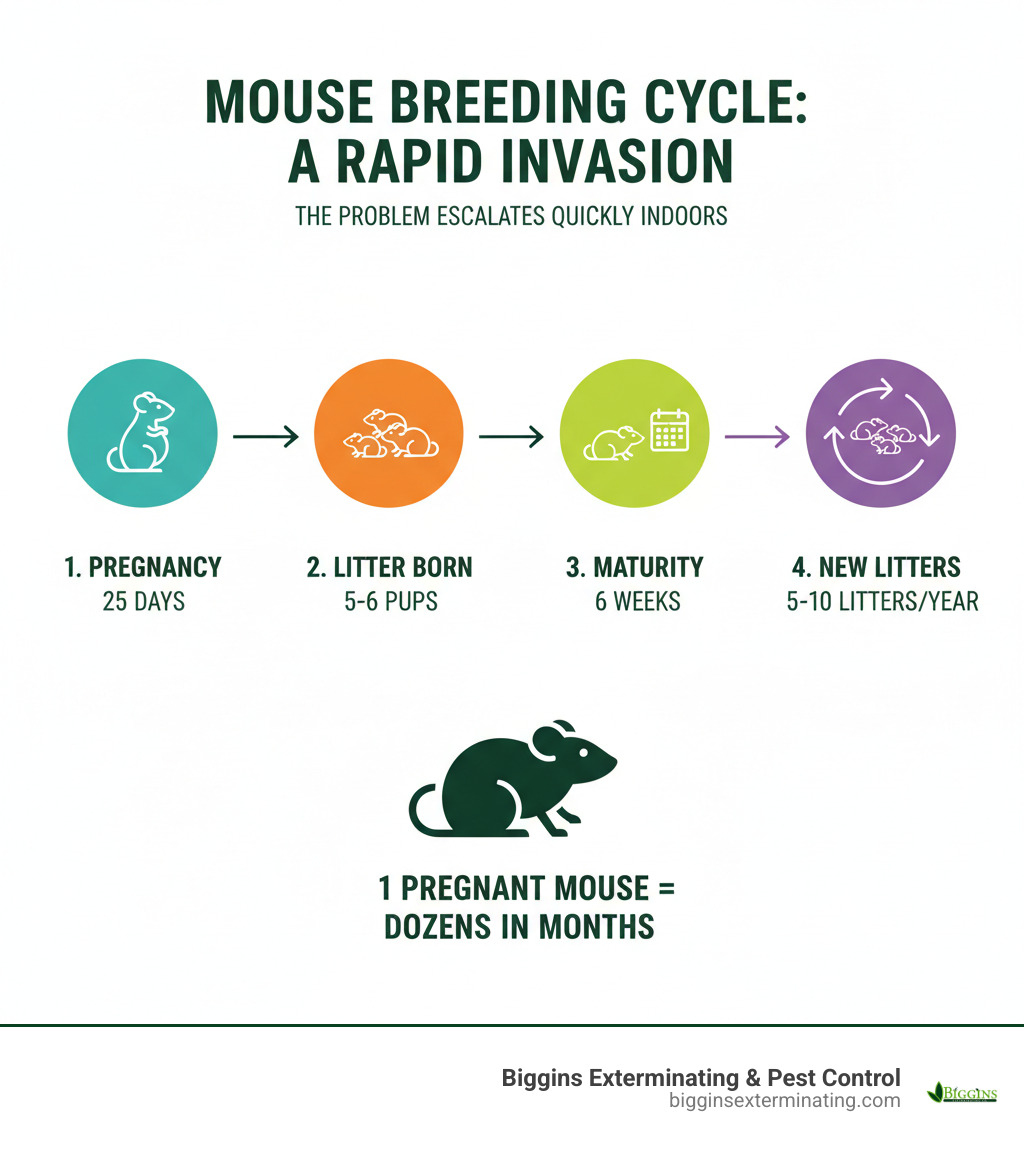 Infographic explaining the rapid breeding cycle of a house mouse - Mice Exterminator in Andover MA infographic 