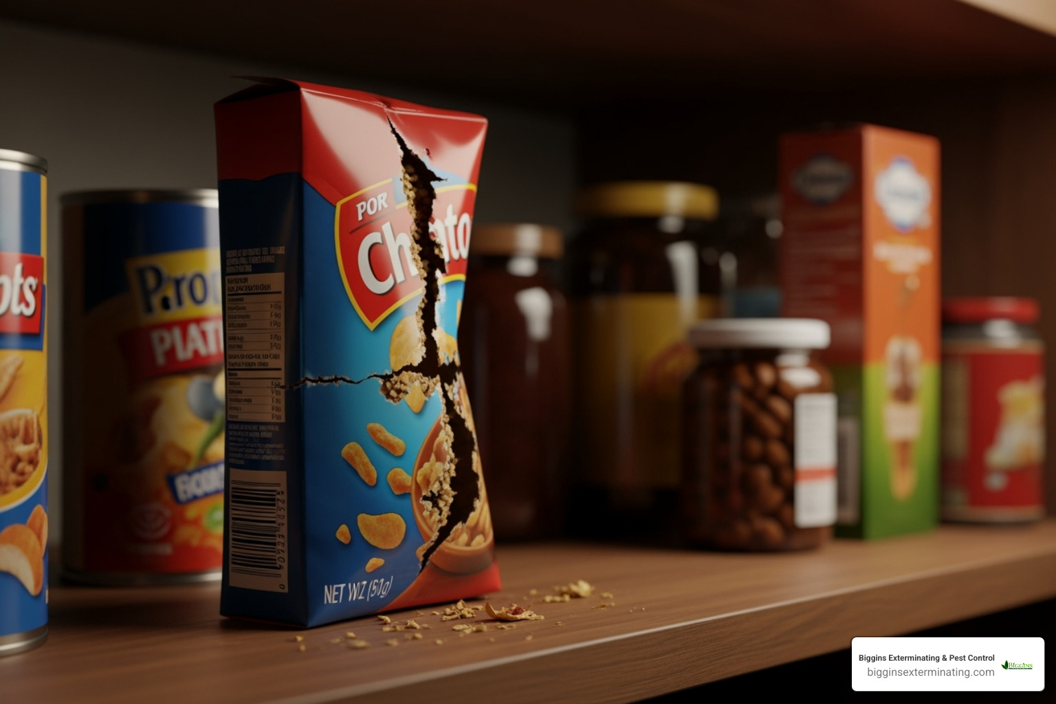 Chewed food packaging in a pantry - Mice Exterminator in Andover MA
