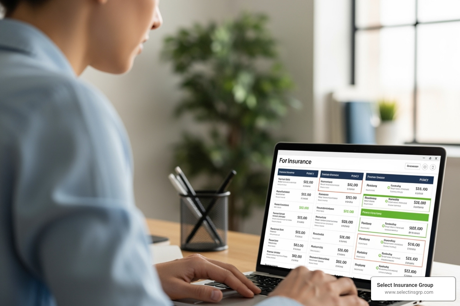 person comparing insurance quotes on a laptop - cheap auto insurance orlando florida