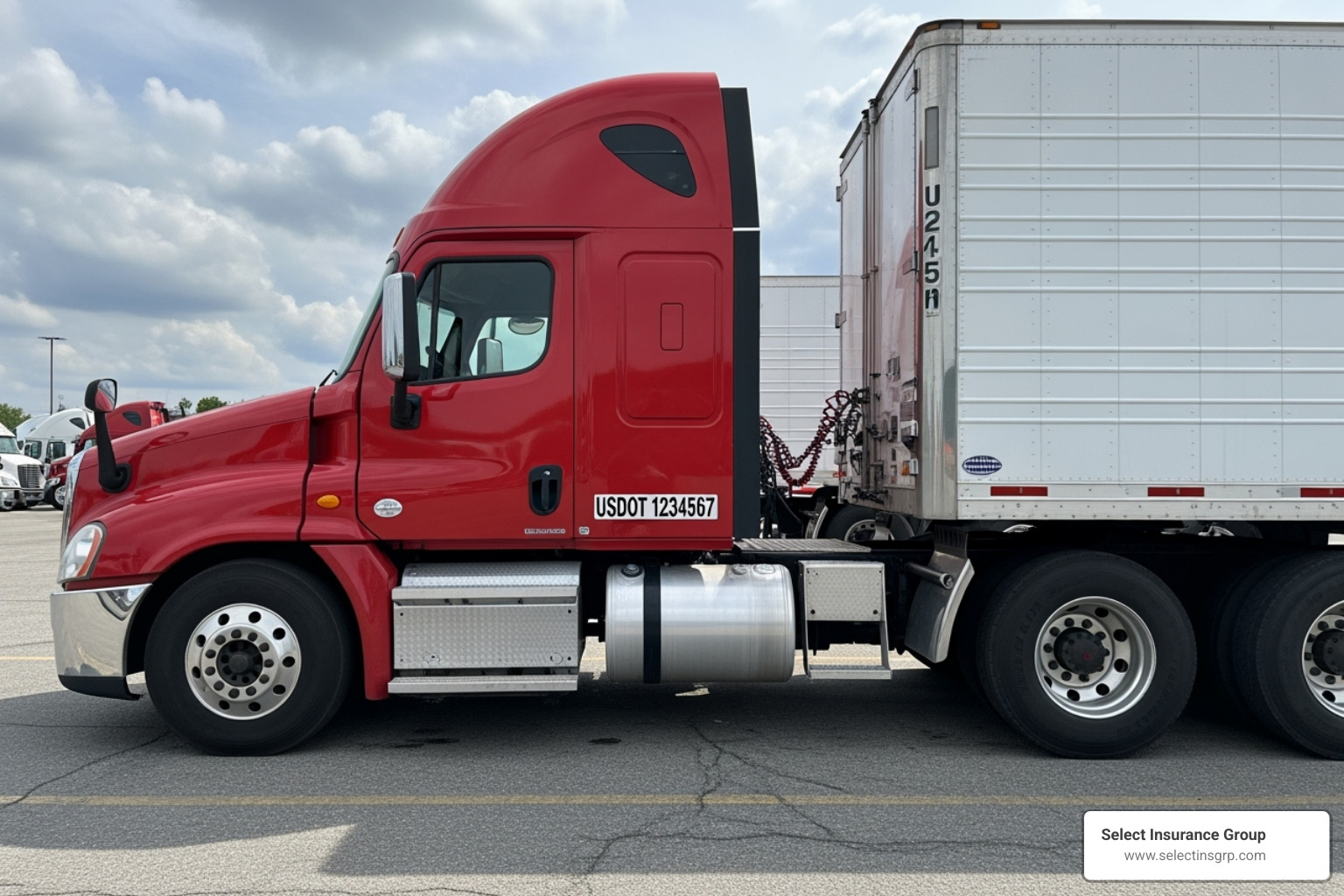 of a commercial truck with a visible USDOT number on its side - truck car insurance