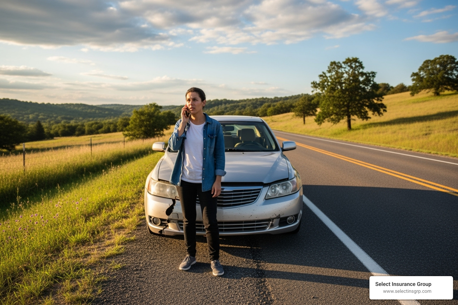 Driver on the phone by the side of the road after a minor accident - auto insurance agents in orlando fl