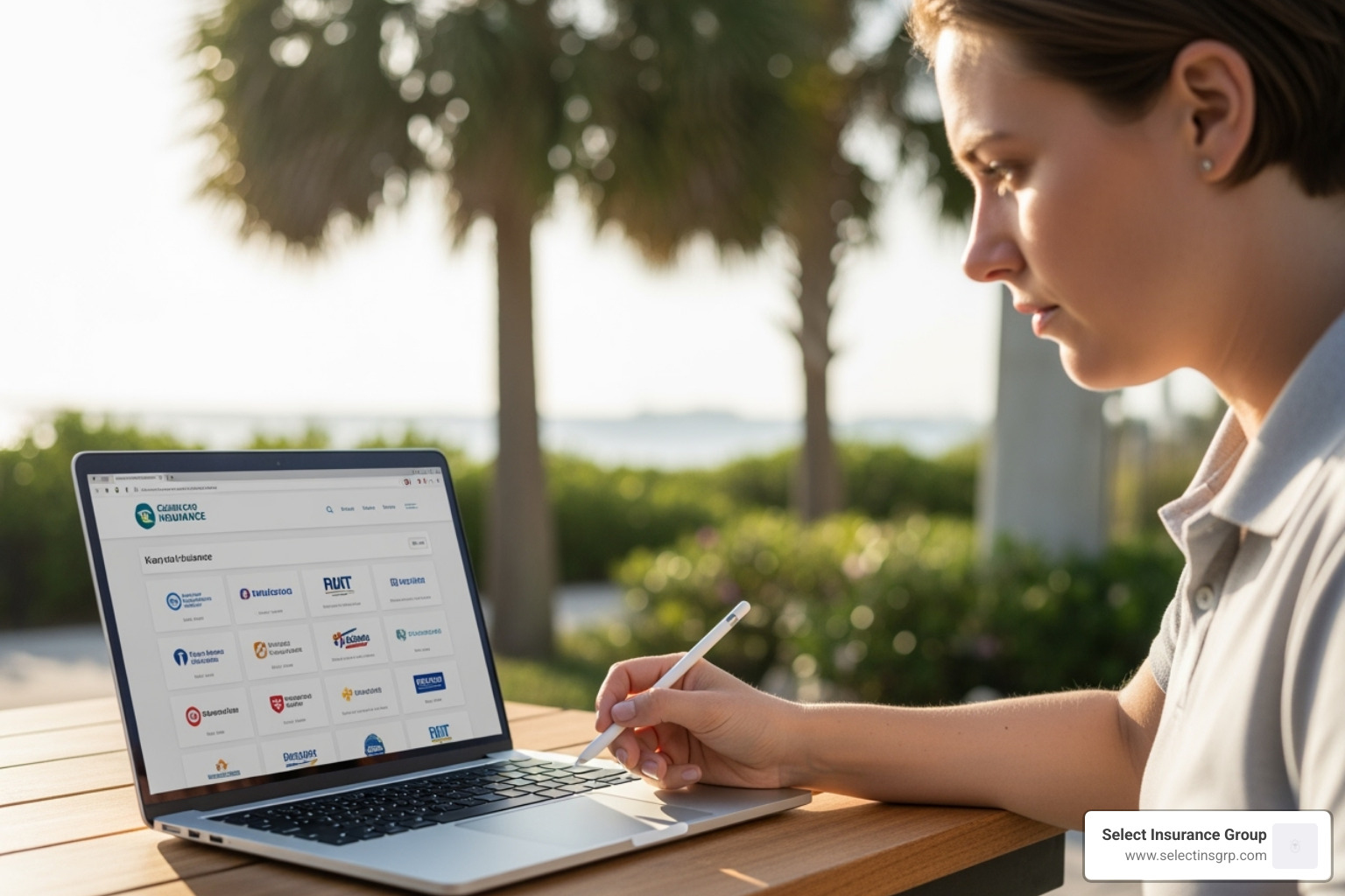 Person comparing insurance quotes on a laptop - Cheap car insurance Florida