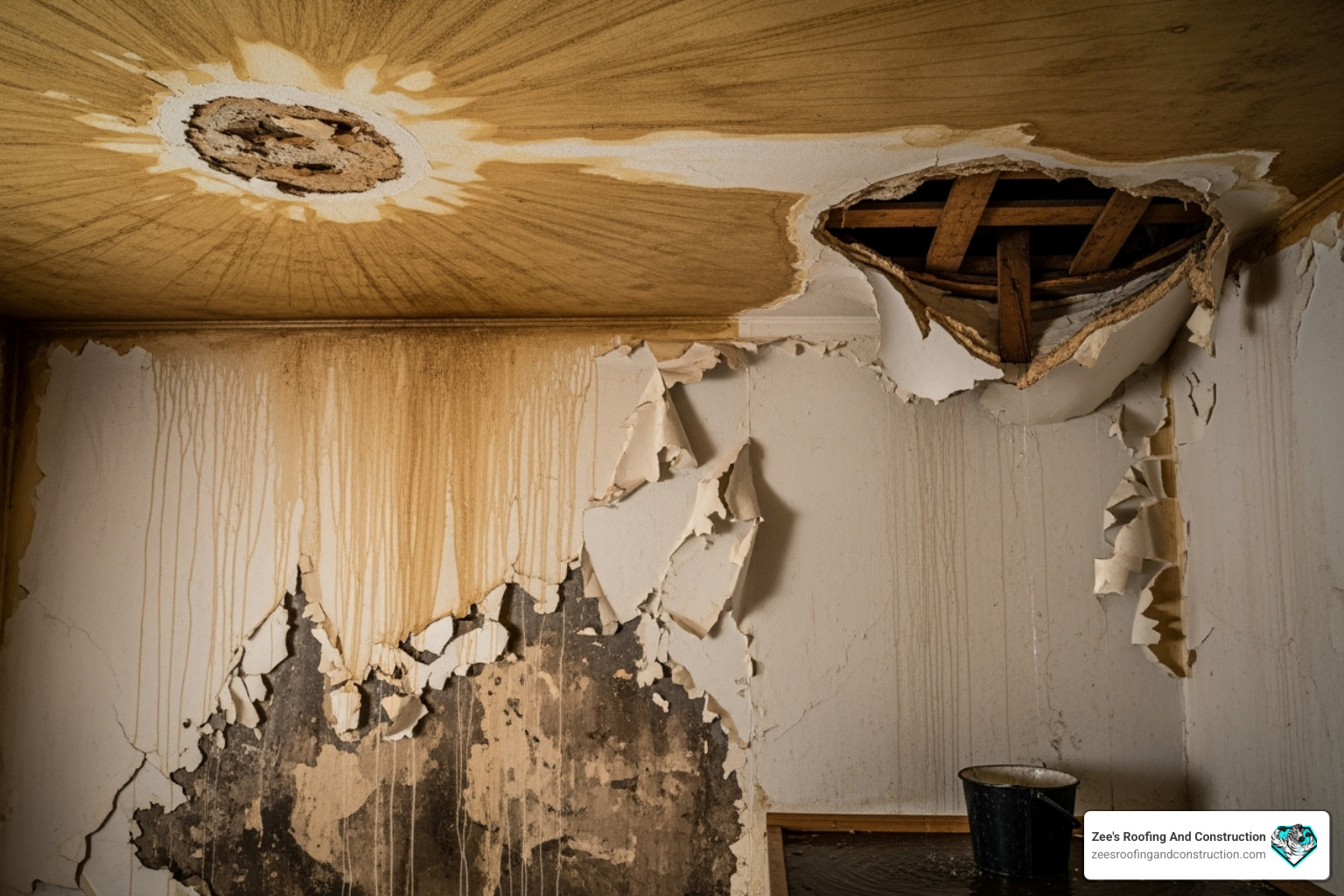 interior water damage on a ceiling and wall - roof repair specialist sanford interior water damage on a ceiling and wall - roof repair specialist sanford