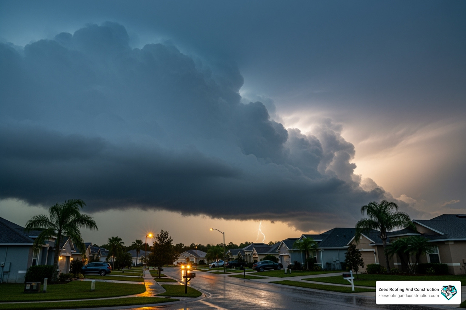 storm clouds over a Sanford, FL neighborhood - roof repair specialist sanford storm clouds over a Sanford, FL neighborhood - roof repair specialist sanford
