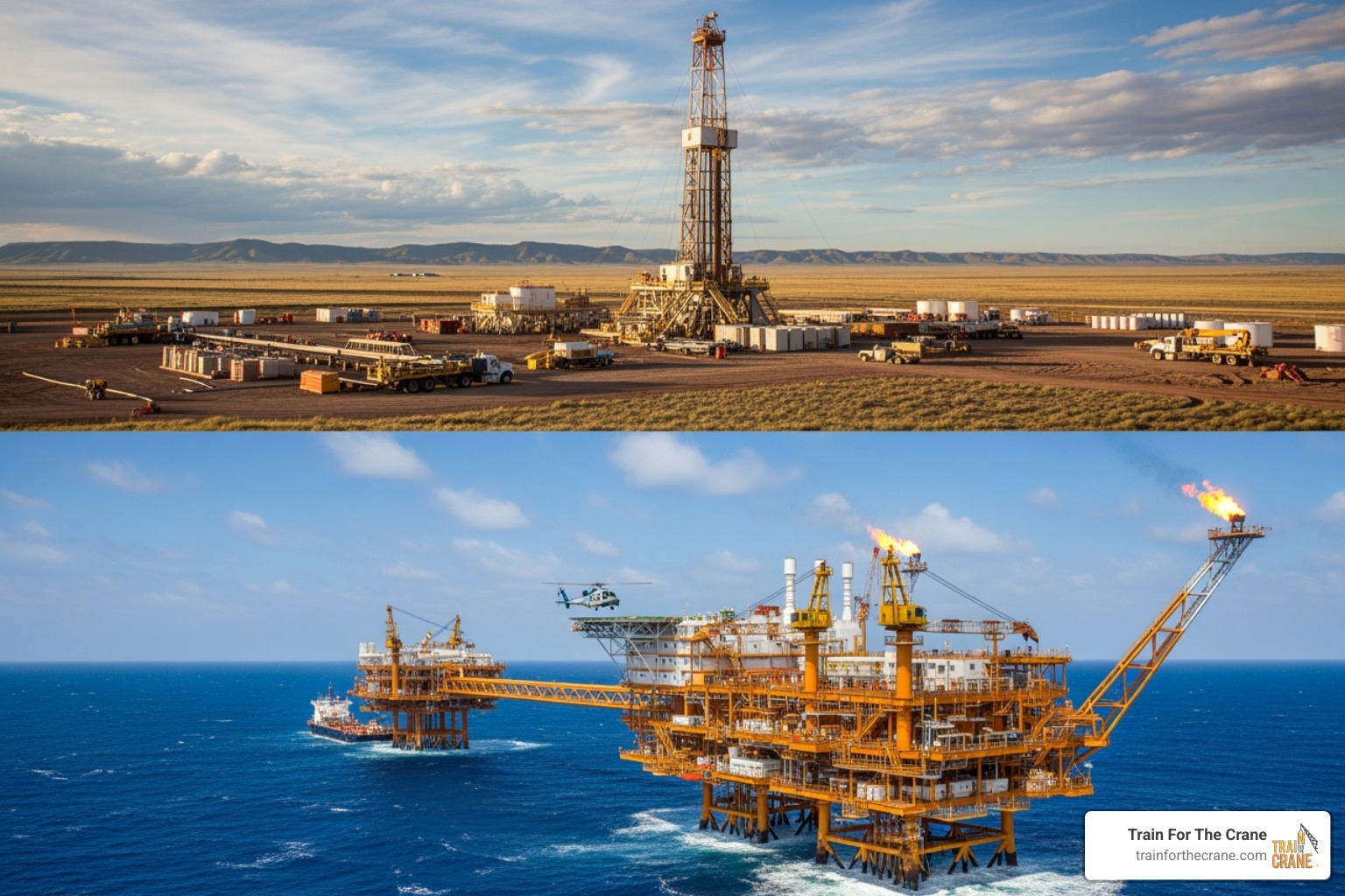 contrasting an onshore land rig with an offshore platform - drilling rig training schools