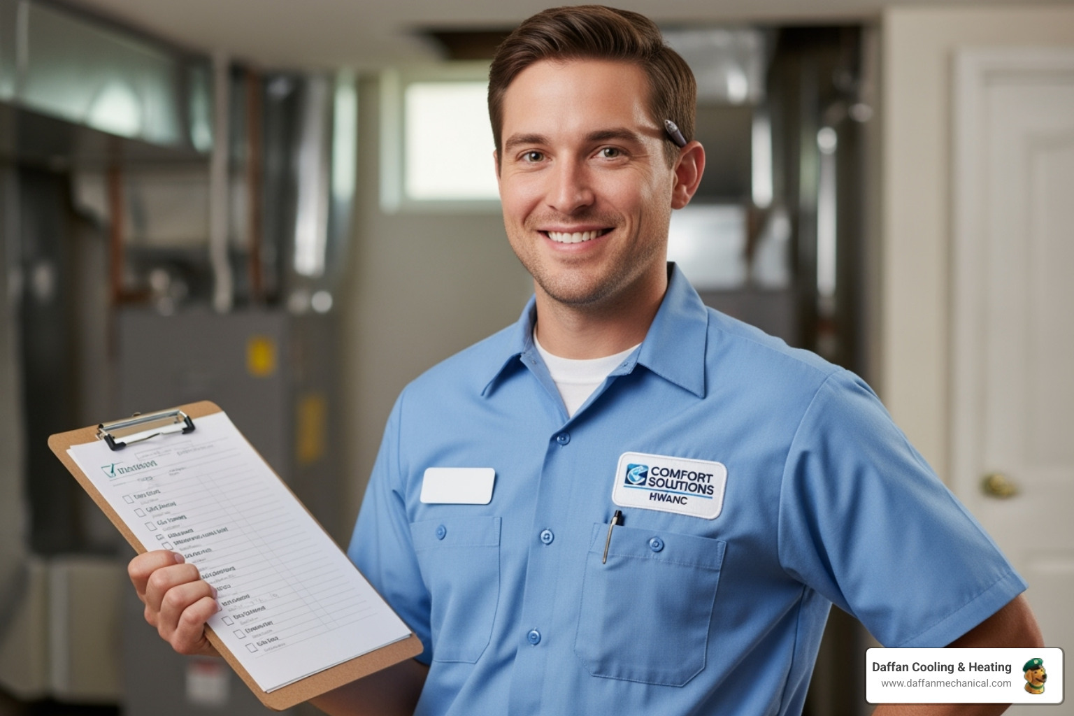 friendly HVAC technician's checklist on a clipboard - hvac care plan granbury tx friendly HVAC technician's checklist on a clipboard - hvac care plan granbury tx