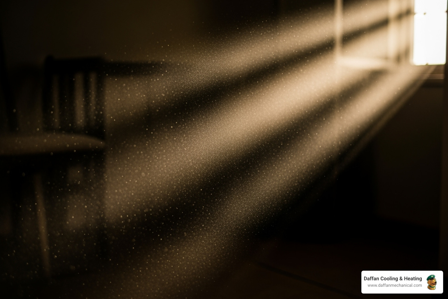 dust particles visible in a sunbeam inside a home - whole home air purification granbury
