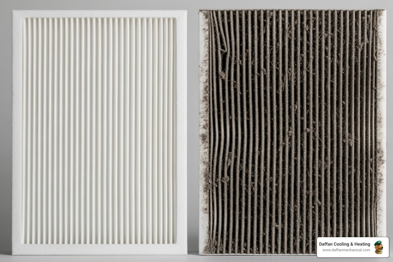 a comparison of a clean HVAC air filter to a dirty one - indoor air quality granbury tx
