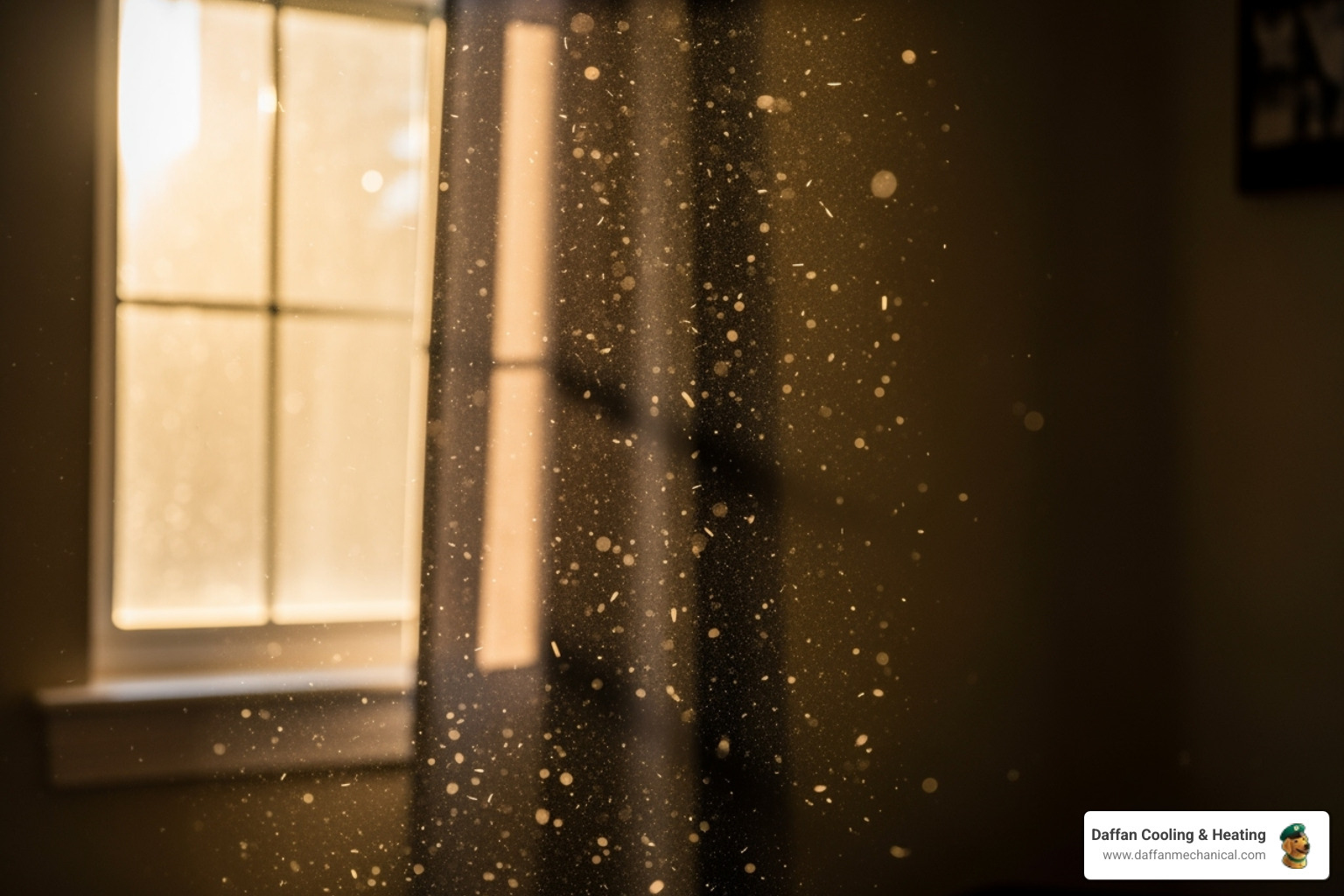 dust motes visible in a sunbeam shining through a window - indoor air quality granbury tx