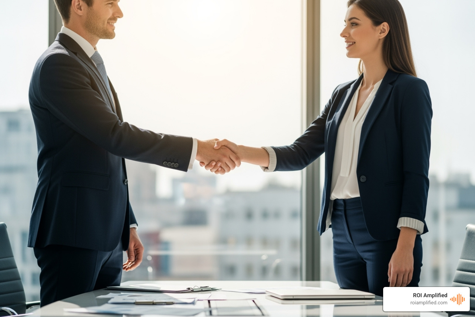 Two business people shaking hands - search engine optimization companies tampa