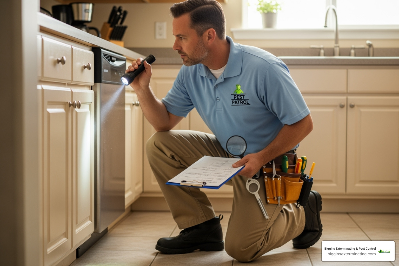 professional exterminator inspecting home - local pest exterminators