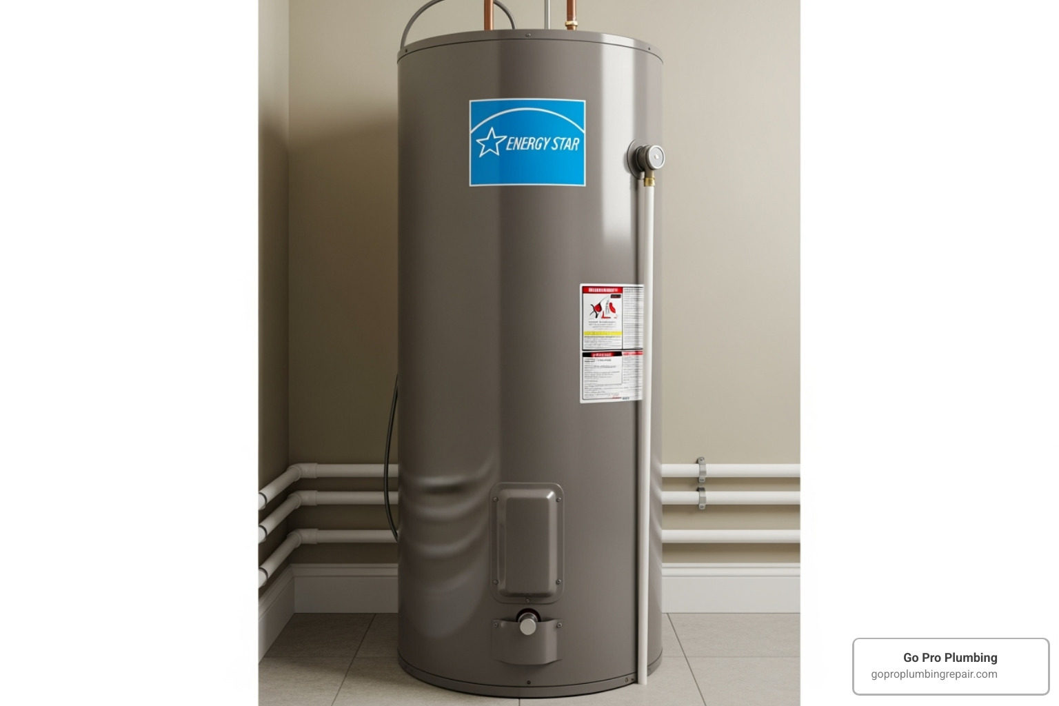 ENERGY STAR logo on a water heater - Commercial water heater ENERGY STAR logo on a water heater - Commercial water heater