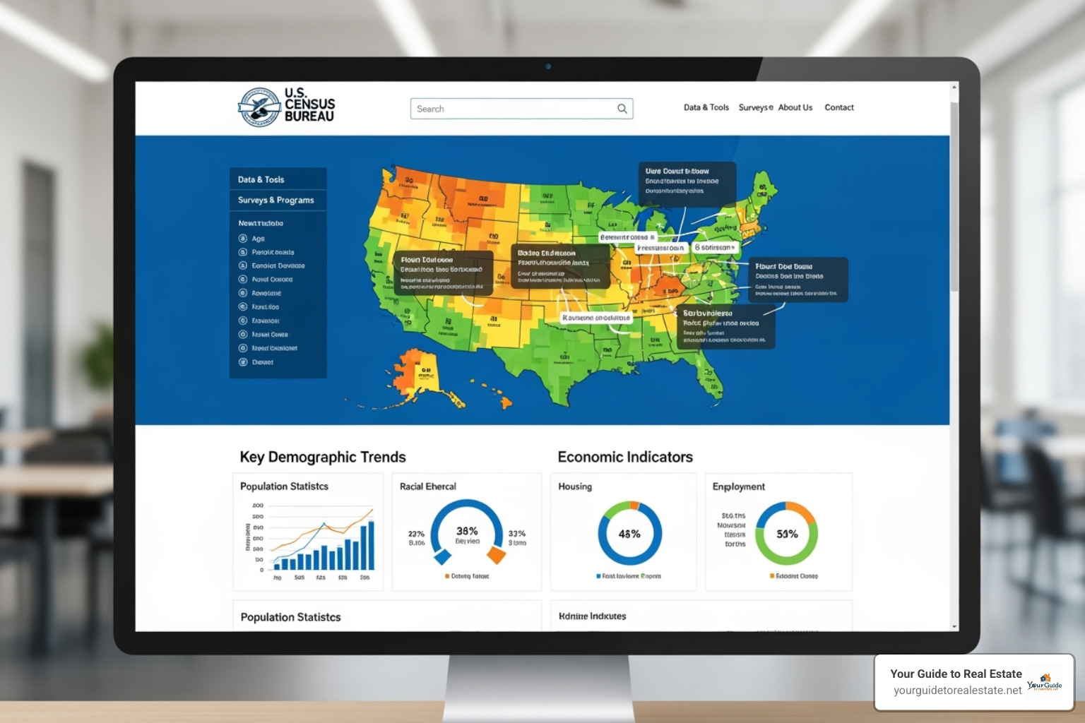 U.S. Census Bureau website homepage - market research tools