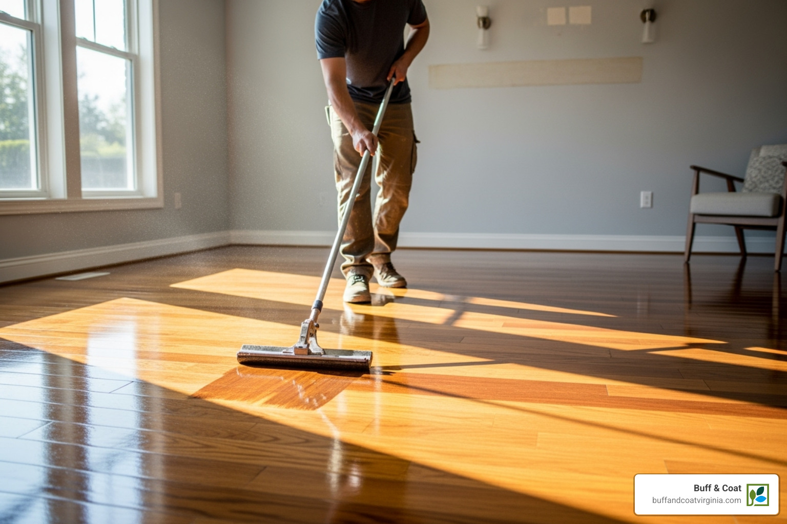 flooring professional applying finish coat - floor refinishing richmond va flooring professional applying finish coat - floor refinishing richmond va