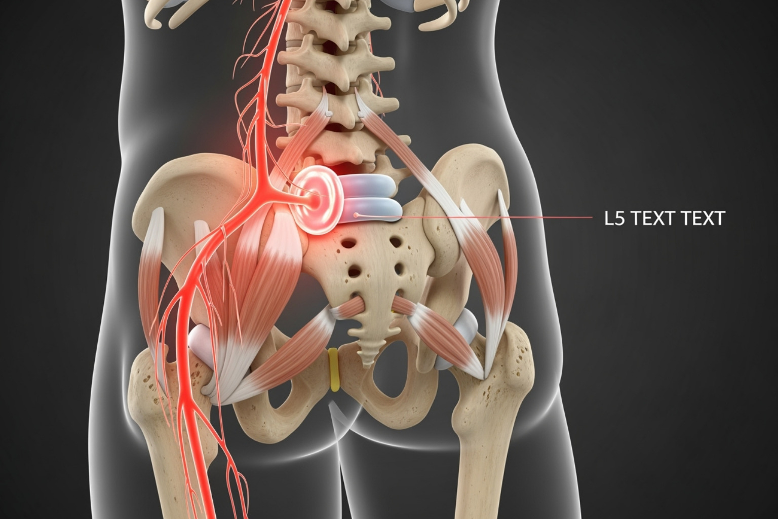 Illustration showing the piriformis muscle's proximity to the sciatic nerve - sciatica causes Illustration showing the piriformis muscle's proximity to the sciatic nerve - sciatica causes