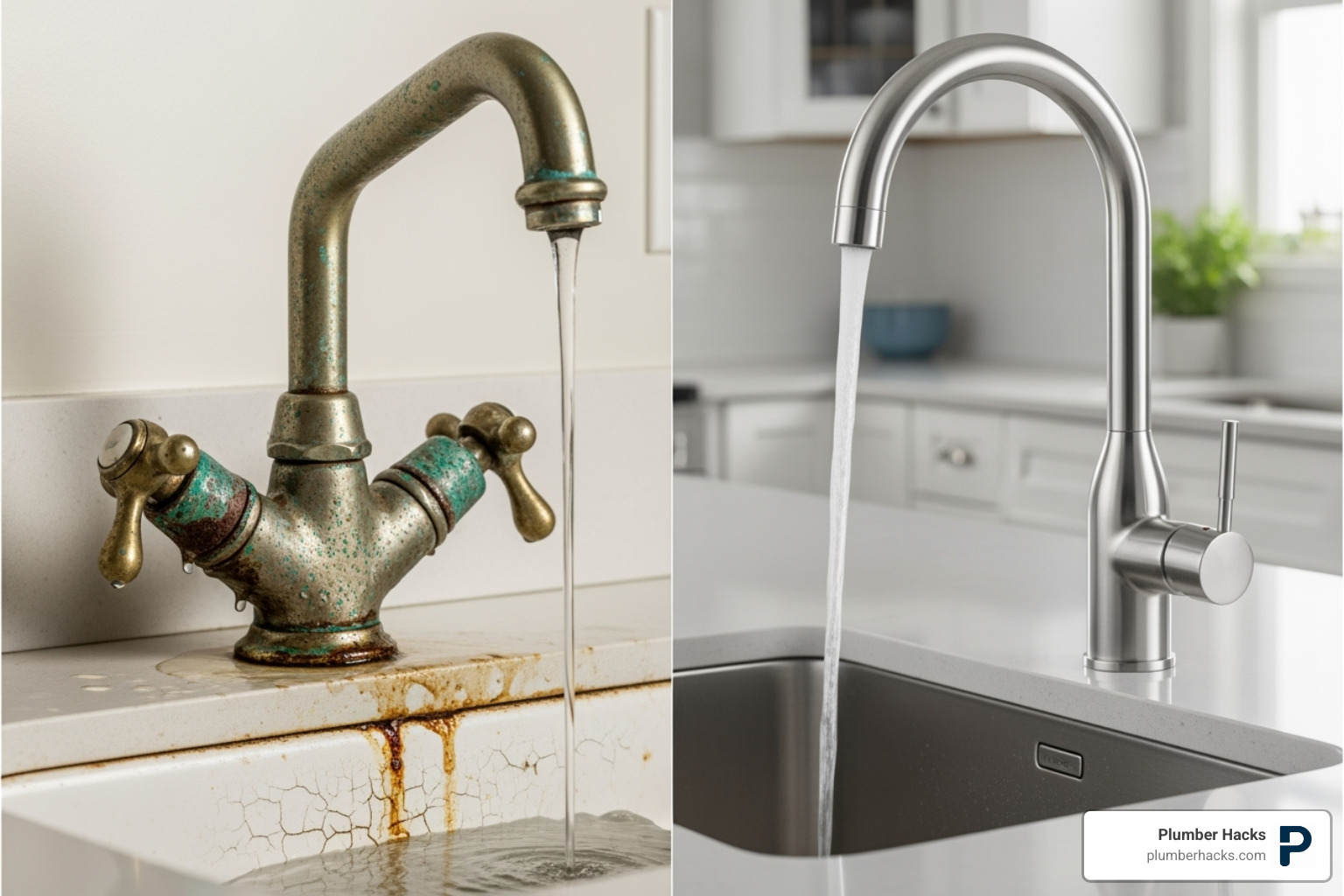 table comparing faucet repair vs. replacement criteria - Faucet repair Columbus