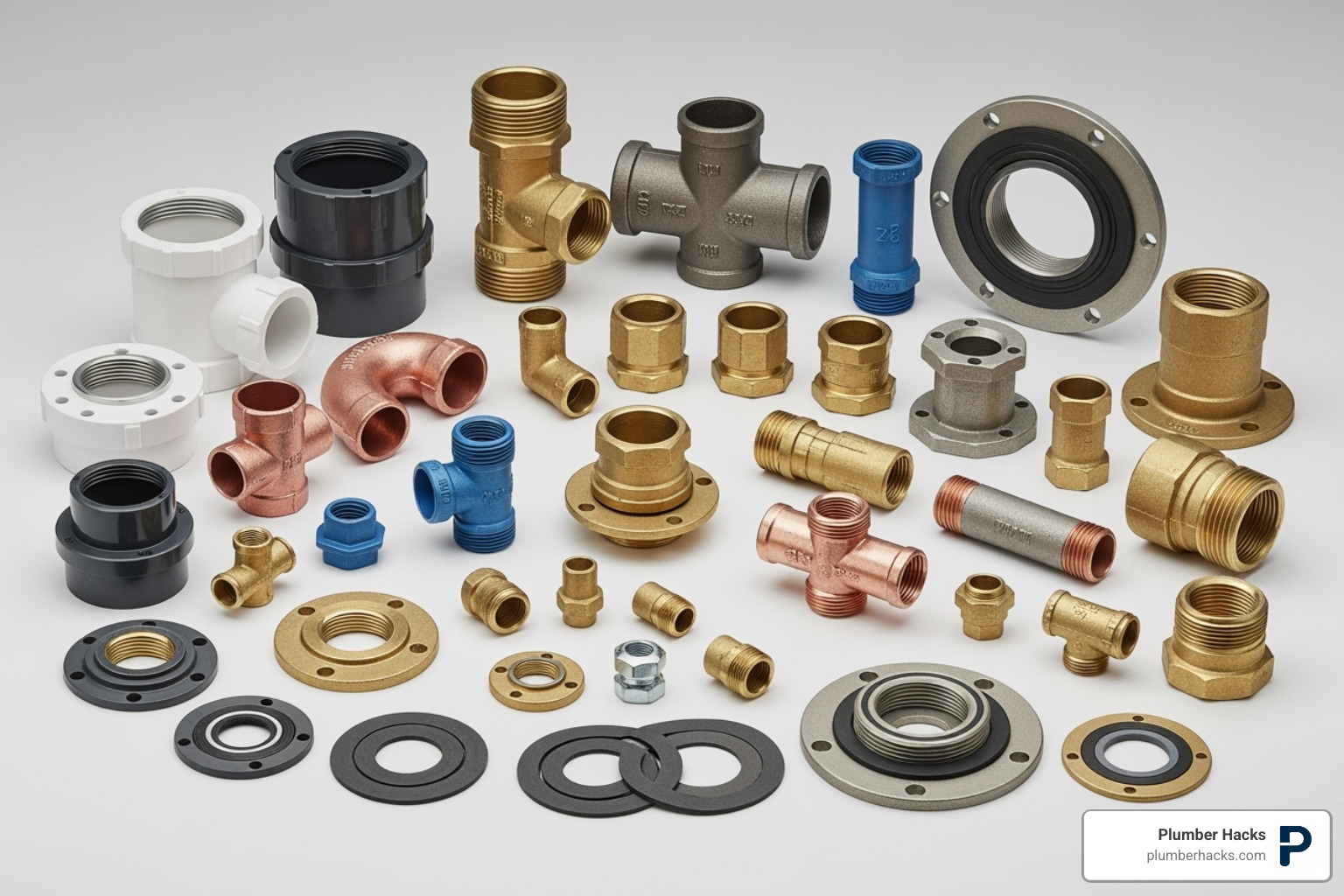 various drain line connectors and flanges - plumbing waste fittings guide